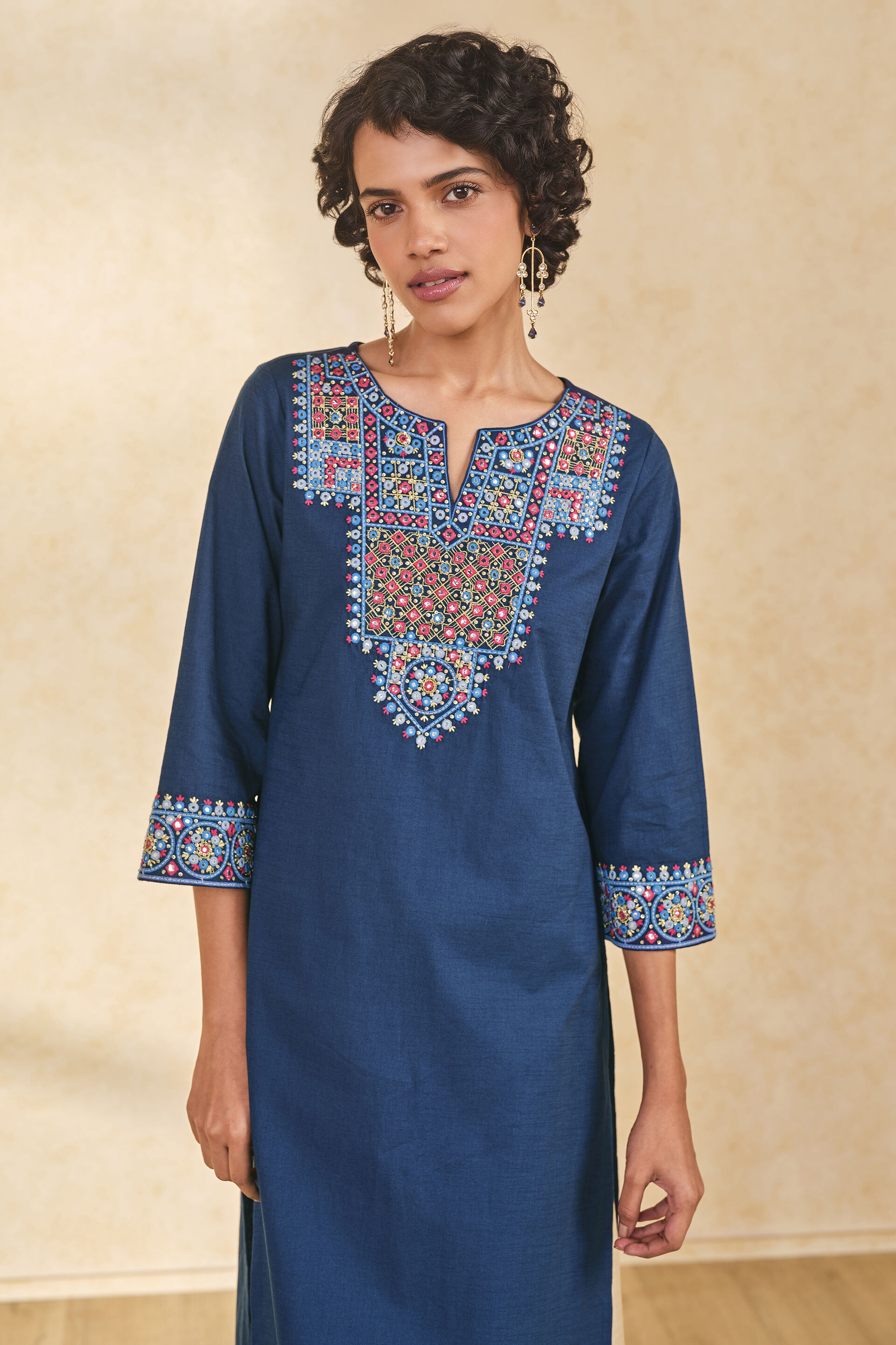 Asmani Blue Cotton Kurta, Blue, image 3